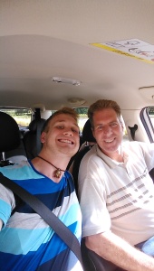 Chris and I about to embark on our first road trip, to Genoa Italy
